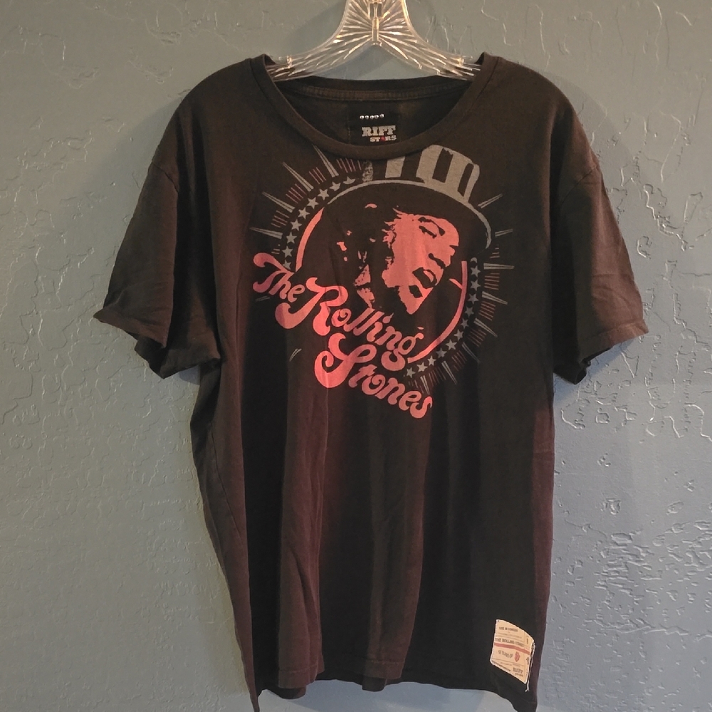 The Rolling Stones Black Tee with Pink Graphic